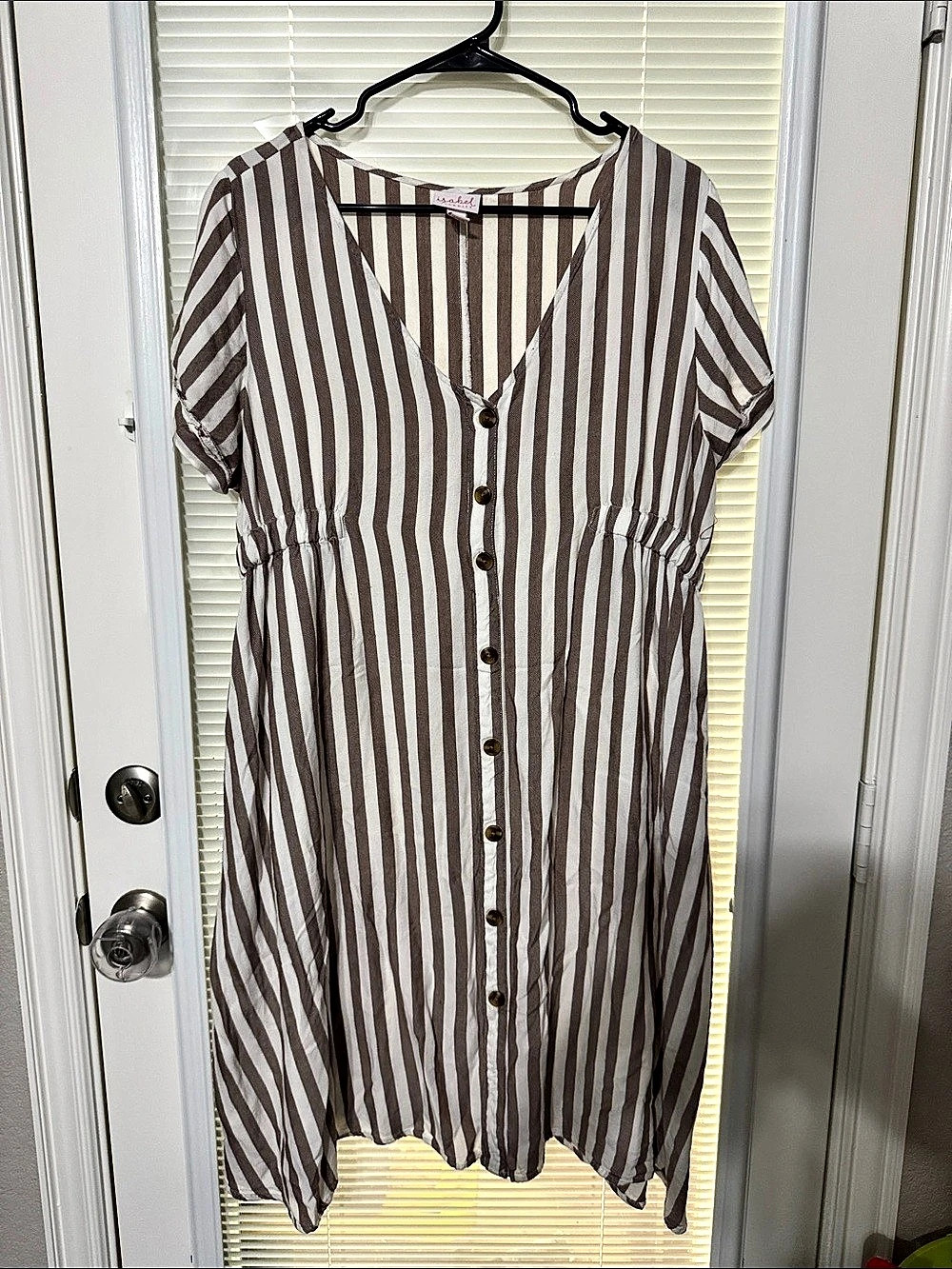Isabel Maternity Striped Midi Dress Size Large